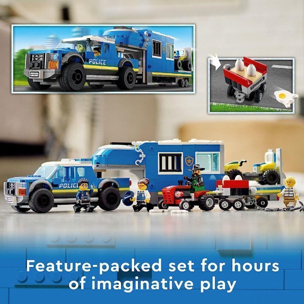 LEGO City Police Mobile Command Truck Toy with Prison Trailer, Drone, Tractor an - Picture 3 of 9
